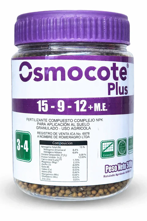 Osmocote Plus 15-9-12 (3-4 Meses) x 500g - Fertilizante de Liberación Controlada | Agrosamario