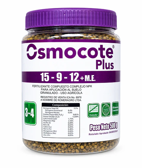Fertilizante Liberación Controlada Osmocote Plus 15-9-12 Fercon (500g - 2kg)   | Agrosamario