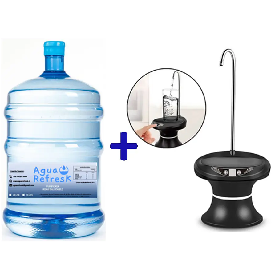 PROMO 1 Bidón de 20 Lts con Recarga + 1 Bomba Fuente USB (incluye el bidón) 1