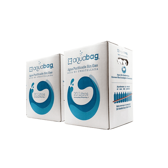 Pack 2 Cajas Bag in Box 20 Litros de Agua Purificada sin gas Aquabag