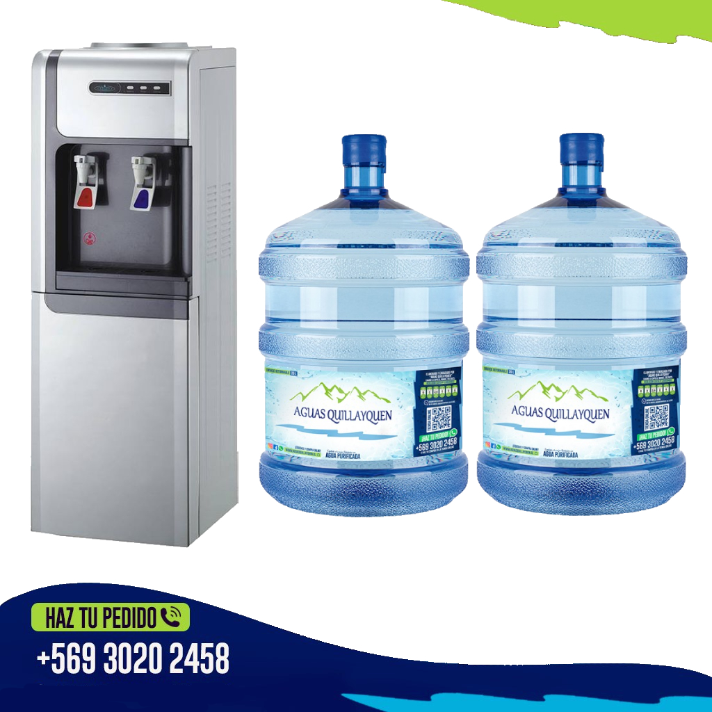 Dispensador eléctrico de ventilador V2 + 2 Bidones de 20 lts con carga de agua purificada