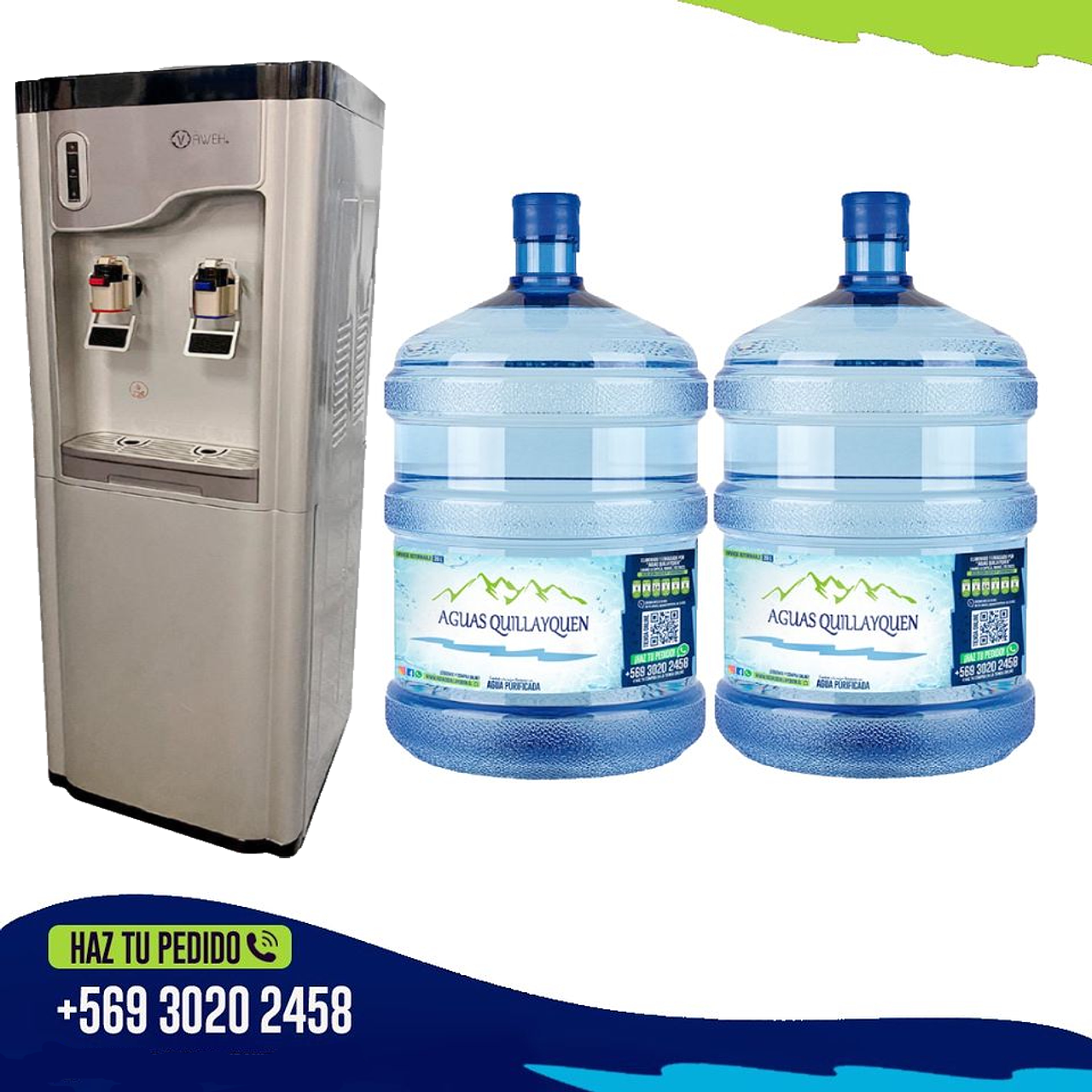 Dispensador eléctrico con compresor, incluye 2 Botellones 20 Litros Gratis