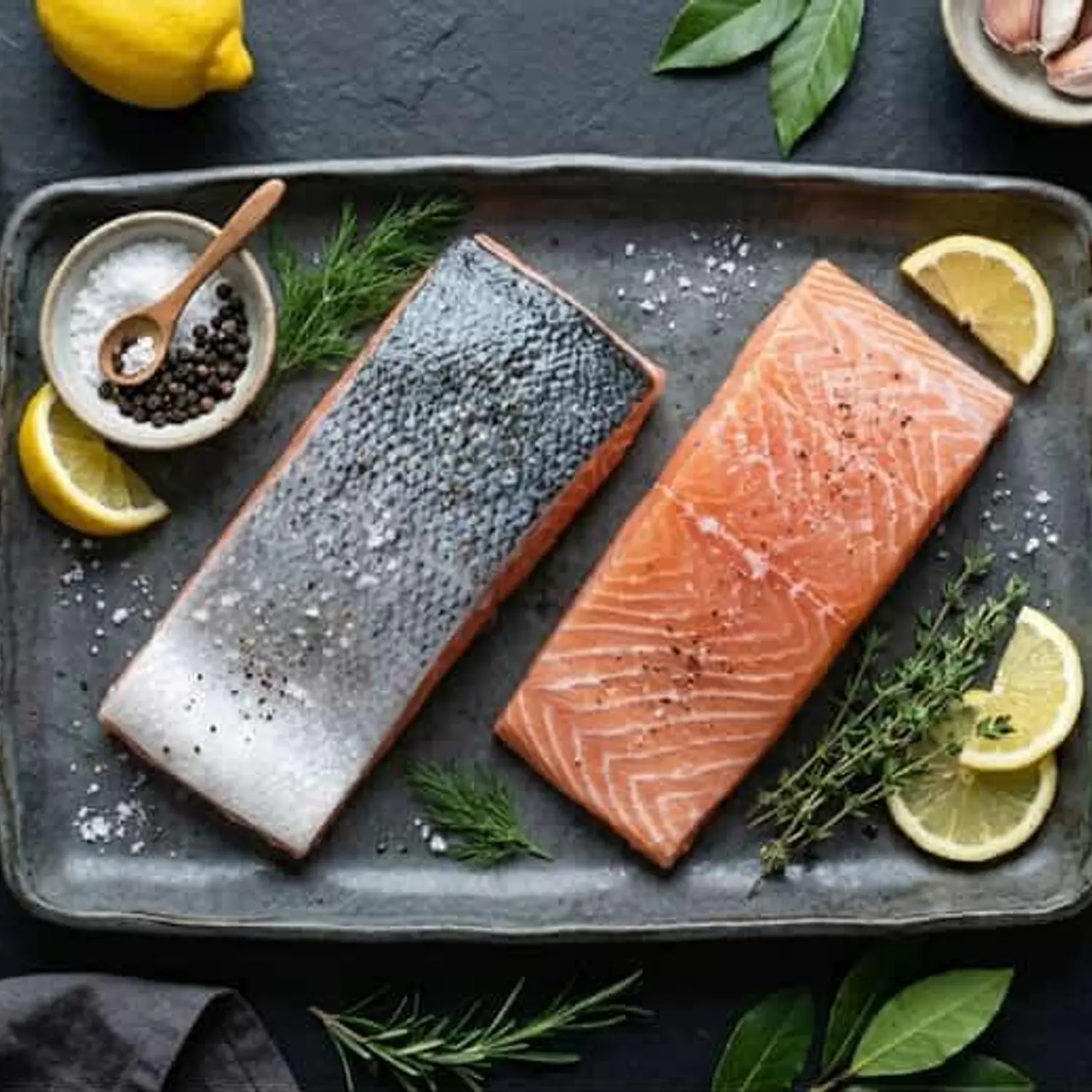 SALMON DEL ATLANTICO - PORCION CON PIEL SIN ESPINAS IVP CALIDAD GRADO   150 - 200 - 300  GRS  30 KG 
