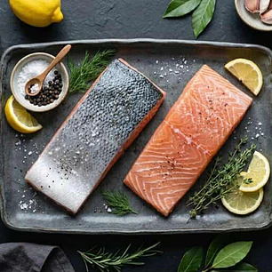 SALMON DEL ATLANTICO - PORCION CON PIEL SIN ESPINAS IVP CALIDAD GRADO   150 - 200 - 300  GRS  