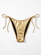 Calzón de Bikini Metalizado Dorado Ajustable - Miniatura 1