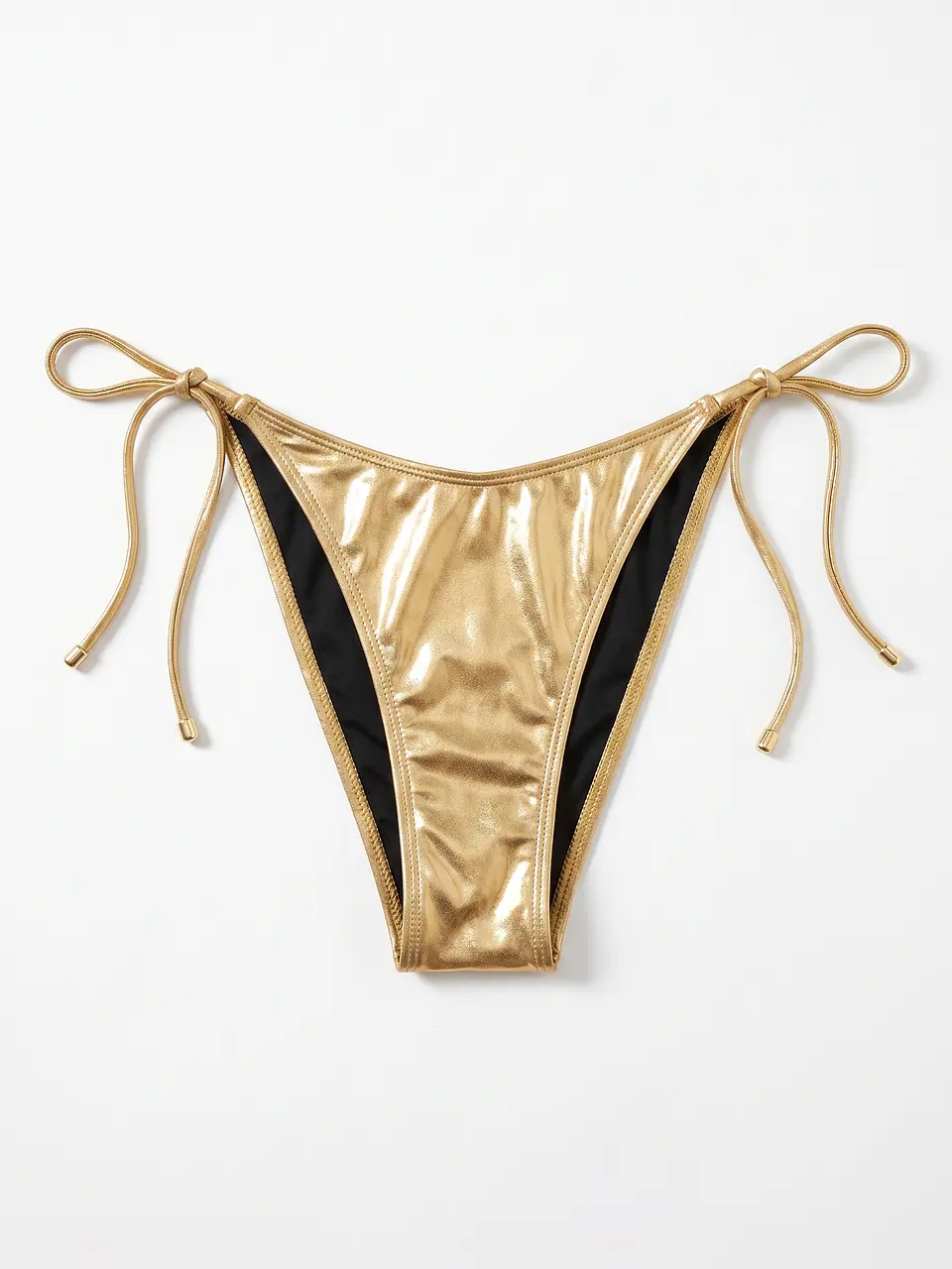Calzón de Bikini Metalizado Dorado Ajustable 1
