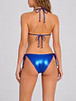 Calzón Bikini Brasilero Metalizado Azul Ajustable - Miniatura 4