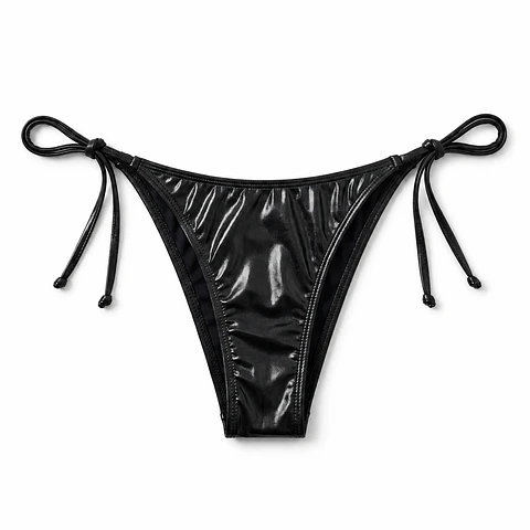 Calzón Bikini Metalizado Negro Ajustable