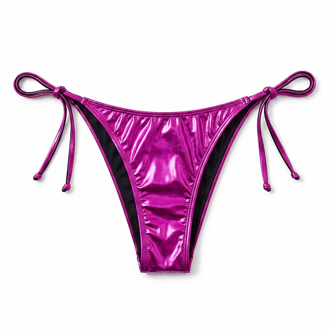 Calzón Bikini Brasilero Metalizado Magenta Ajustable