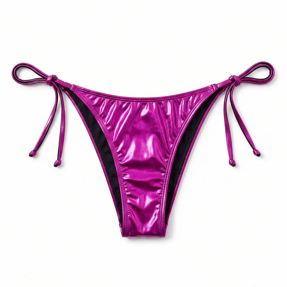 Calzón Bikini Brasilero Metalizado Magenta Ajustable 1