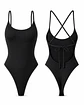 Traje de Baño Entero Negro Espalda Cruzada Cross Back - Miniatura 1