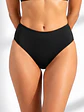 Calzón Bikini Mónaco Negro Tiro Alto con Fruncido Posterior - Miniatura 1