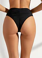 Calzón Bikini Mónaco Negro Tiro Alto con Fruncido Posterior - Miniatura 2