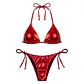 Bikini Triángulo Metalizado Rojo Ajustable | AGUATROPIC - Miniatura 2
