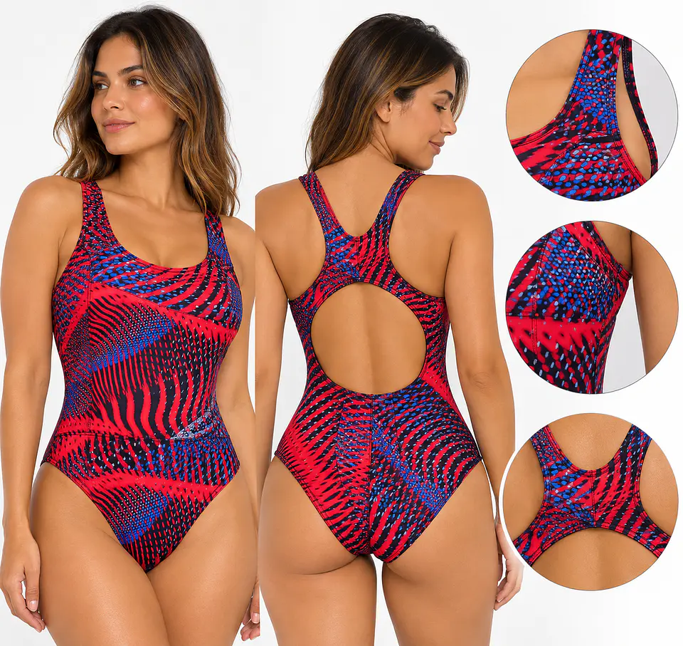 Traje de Baño Deportivo Riviera Rojo – Natación Mujer 3