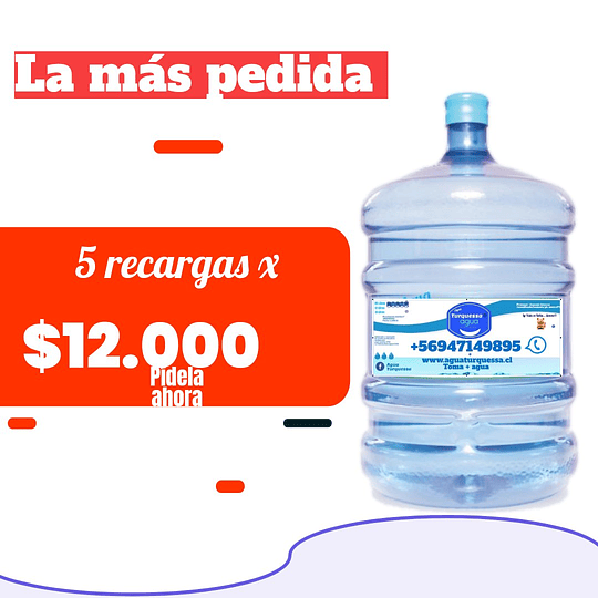 Promoción 5 recargas de 20 litros  x 12.000