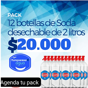 PACK 12 BOTELLAS DE AGUA SODA DESECHABLE 