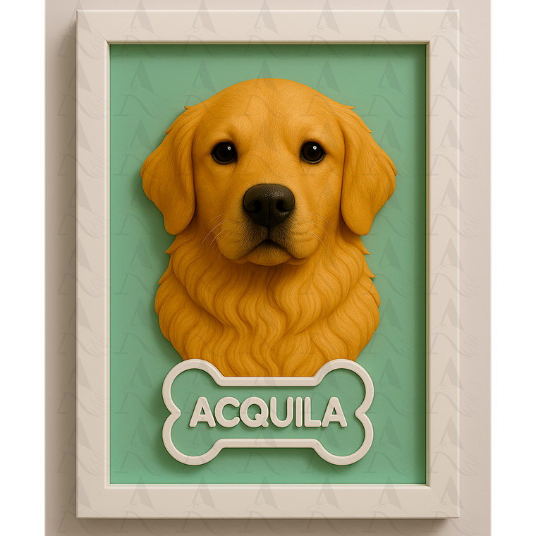 Cuadro Mascota Efecto 3D - Golden Retriever 1