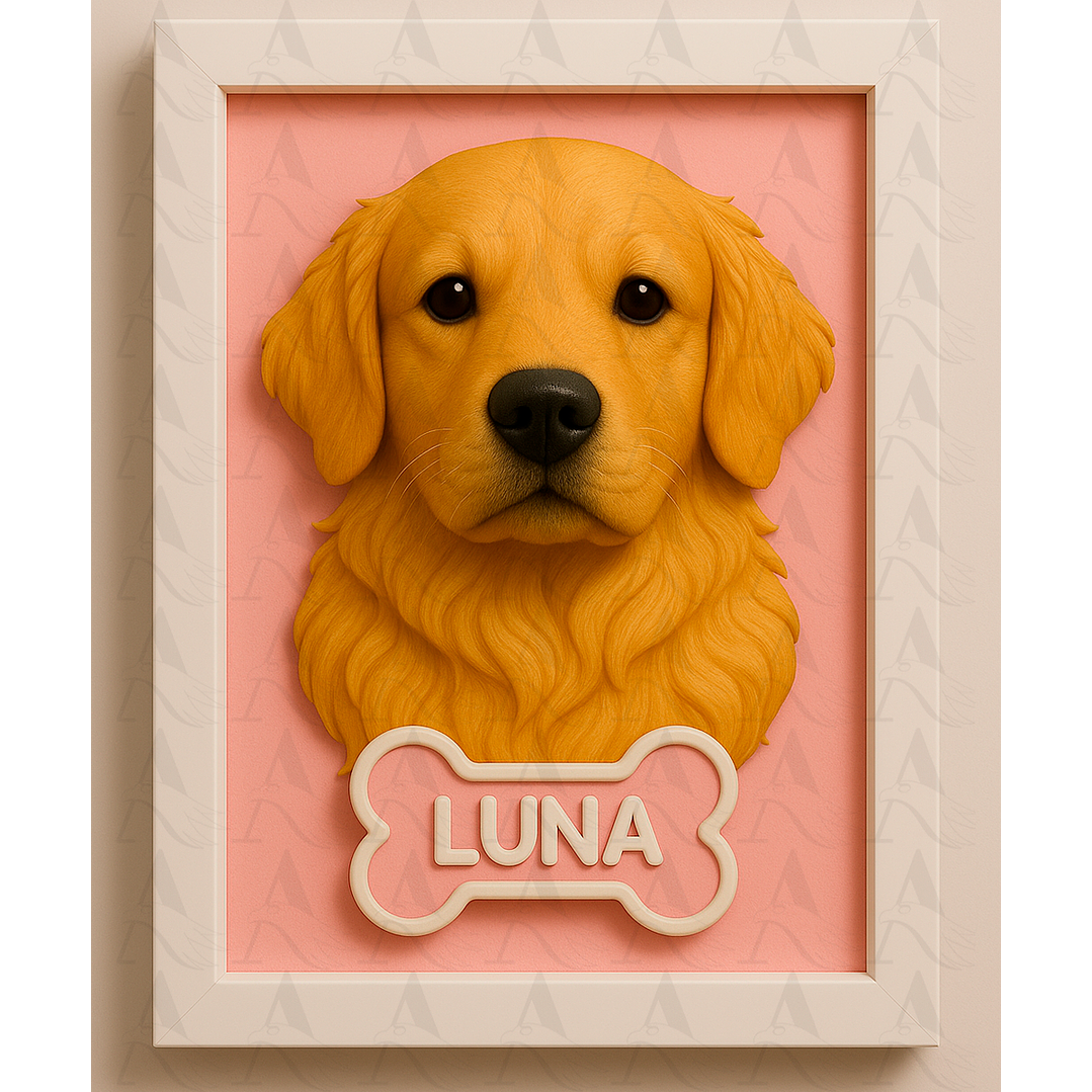Cuadro Mascota Efecto 3D - Golden Retriever 2