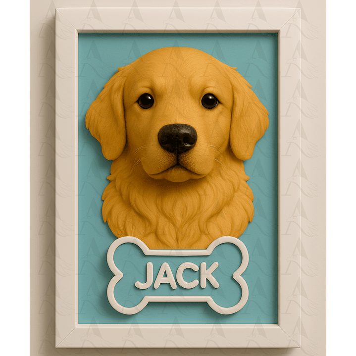 Cuadro Mascota Efecto 3D - Golden Retriever 3