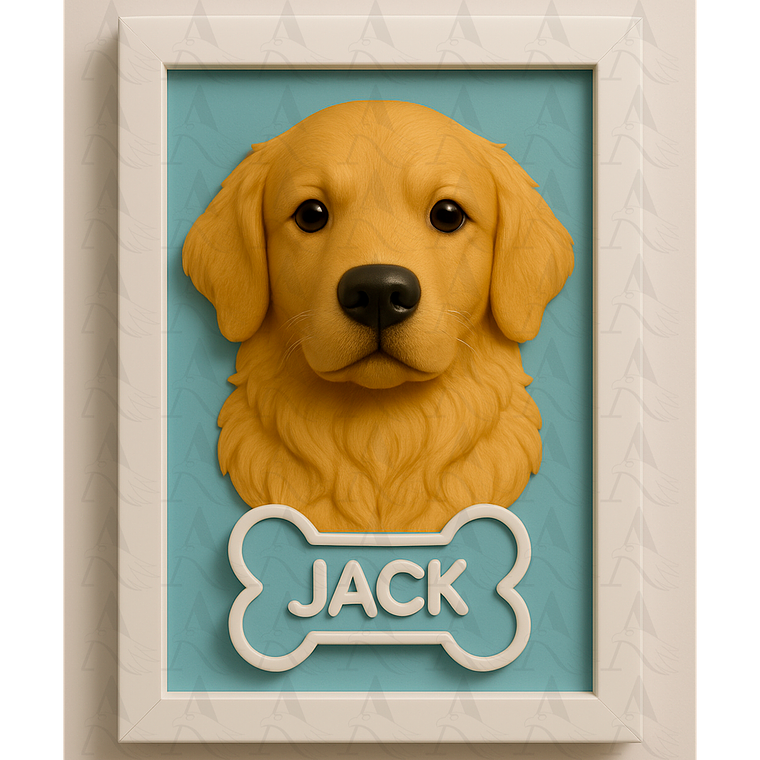 Cuadro Mascota Efecto 3D - Golden Retriever 3
