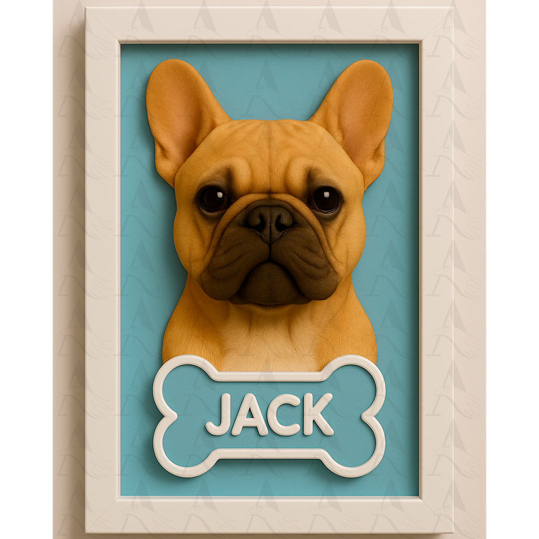 Cuadro Mascota Efecto 3D - Bulldog Francés 15