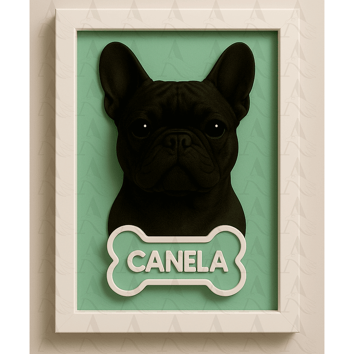 Cuadro Mascota Efecto 3D - Bulldog Francés 1