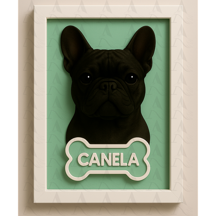 Cuadro Mascota Efecto 3D - Bulldog Francés 1