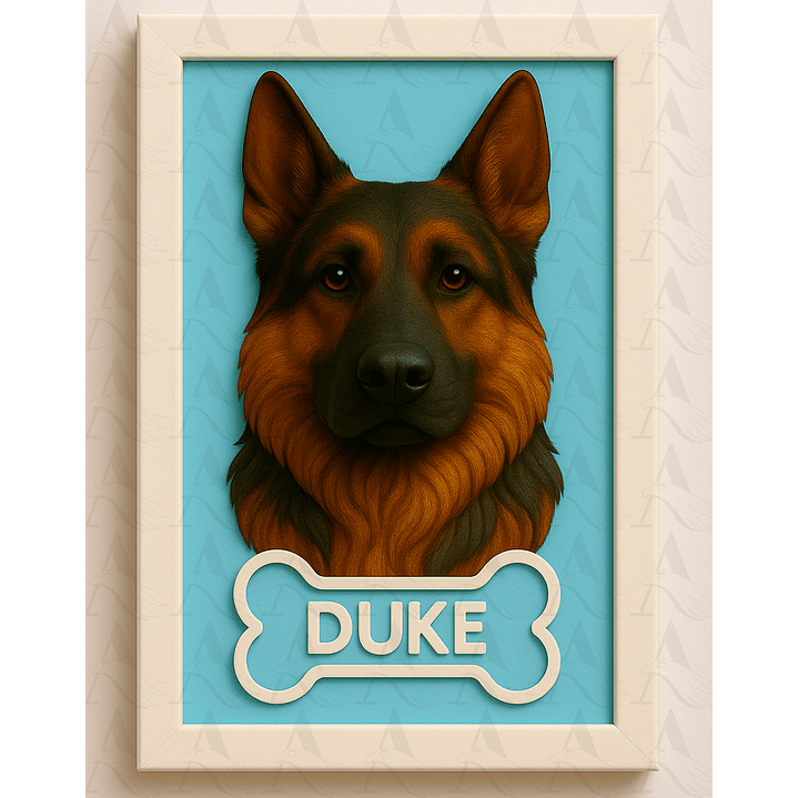 Cuadro Mascota Efecto 3D - Pastor Alemán 5