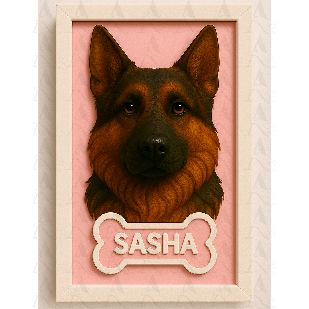 Cuadro Mascota Efecto 3D - Pastor Alemán 3