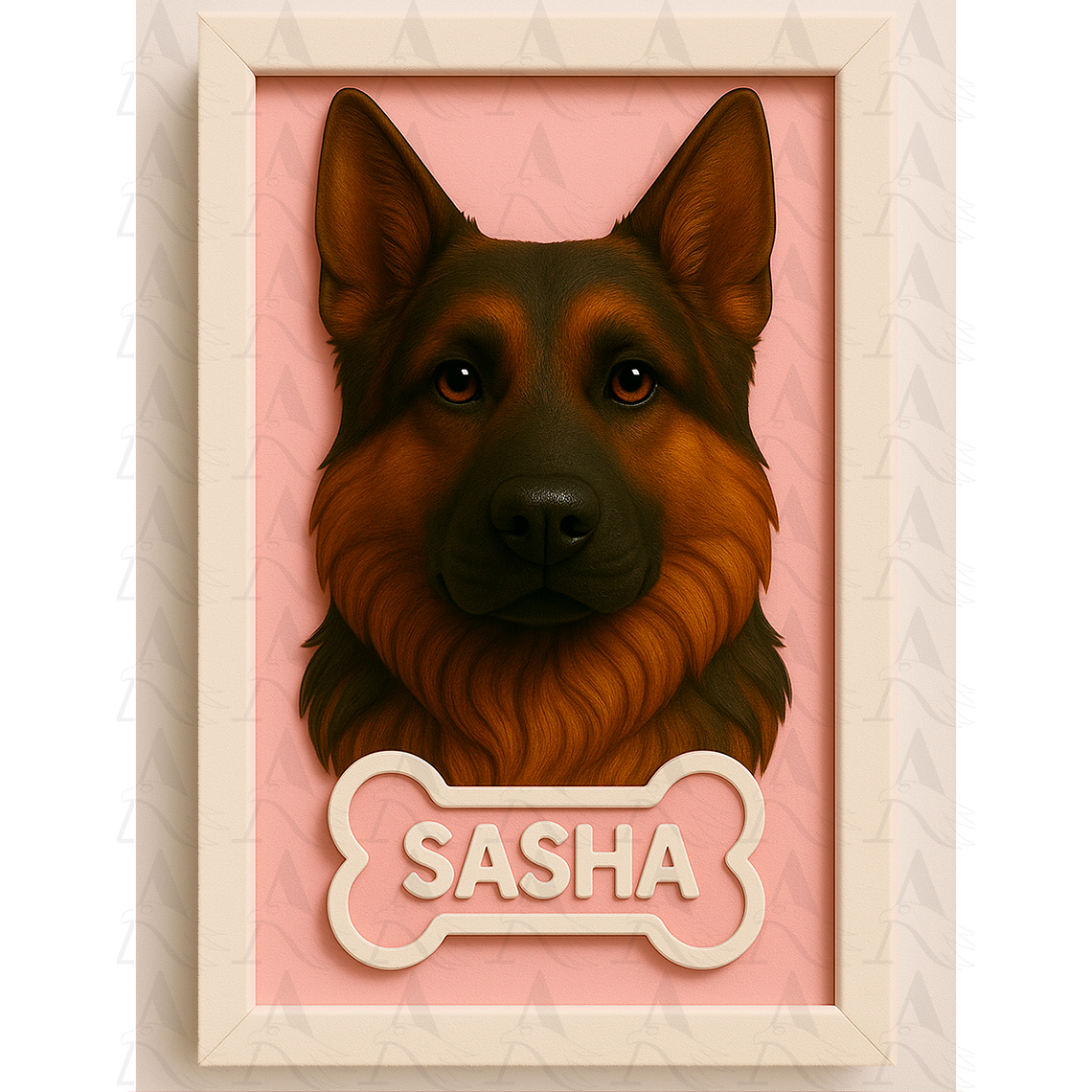 Cuadro Mascota Efecto 3D - Pastor Alemán 3