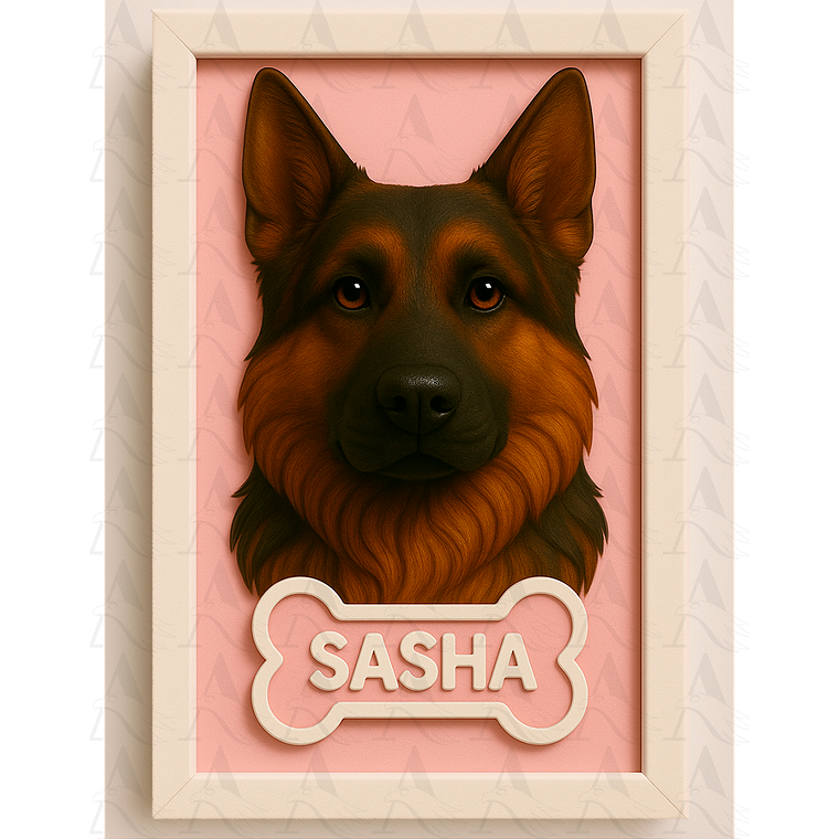 Cuadro Mascota Efecto 3D - Pastor Alemán 3