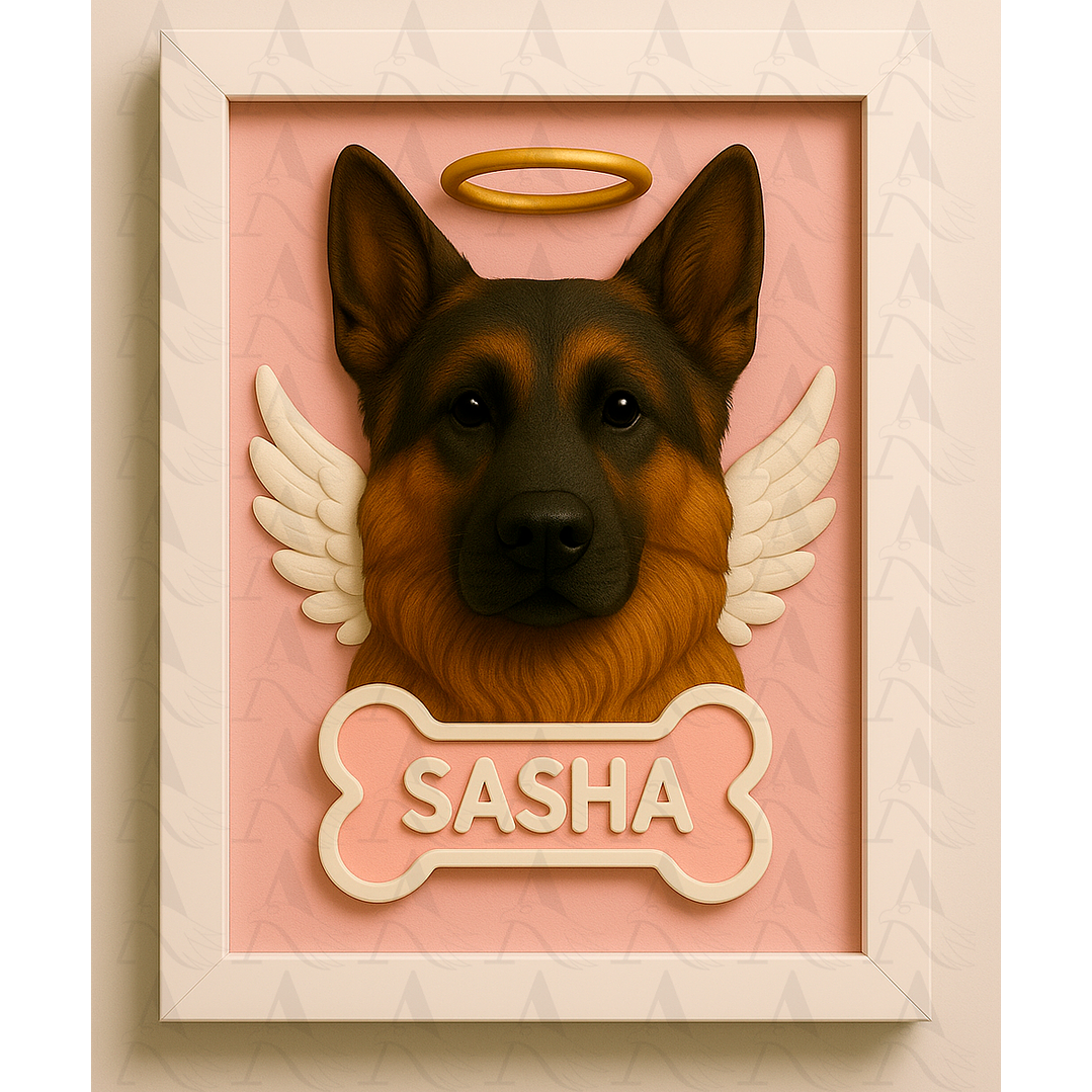 Cuadro Mascota Efecto 3D - Pastor Alemán 4