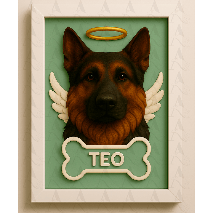 Cuadro Mascota Efecto 3D - Pastor Alemán 2