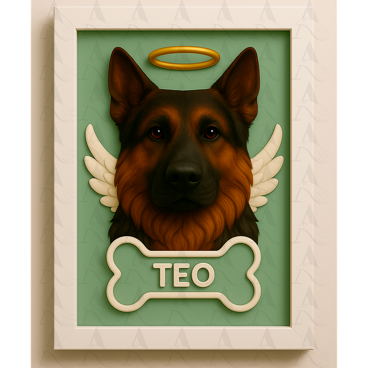 Cuadro Mascota Efecto 3D - Pastor Alemán 2