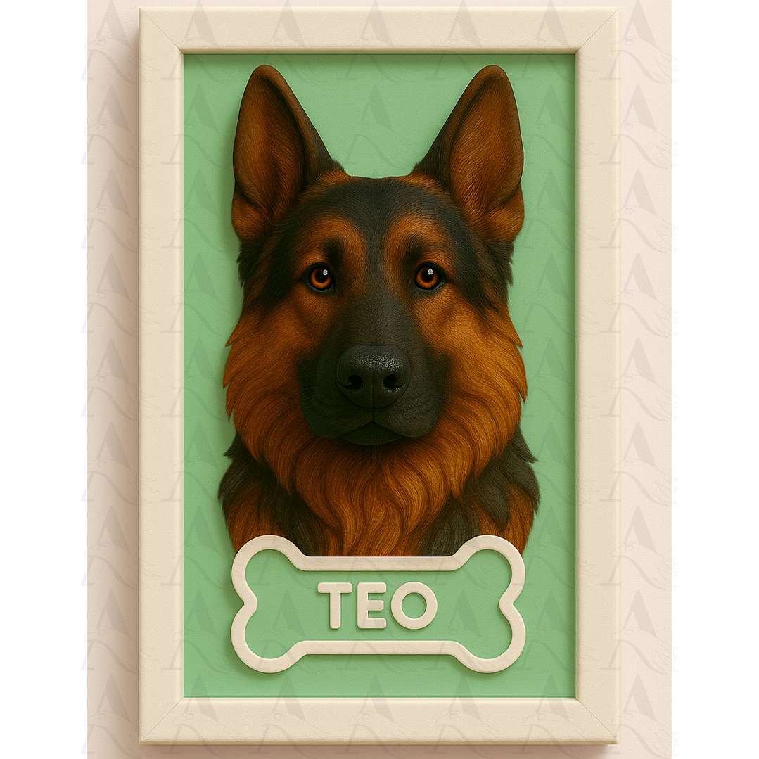 Cuadro Mascota Efecto 3D - Pastor Alemán 1