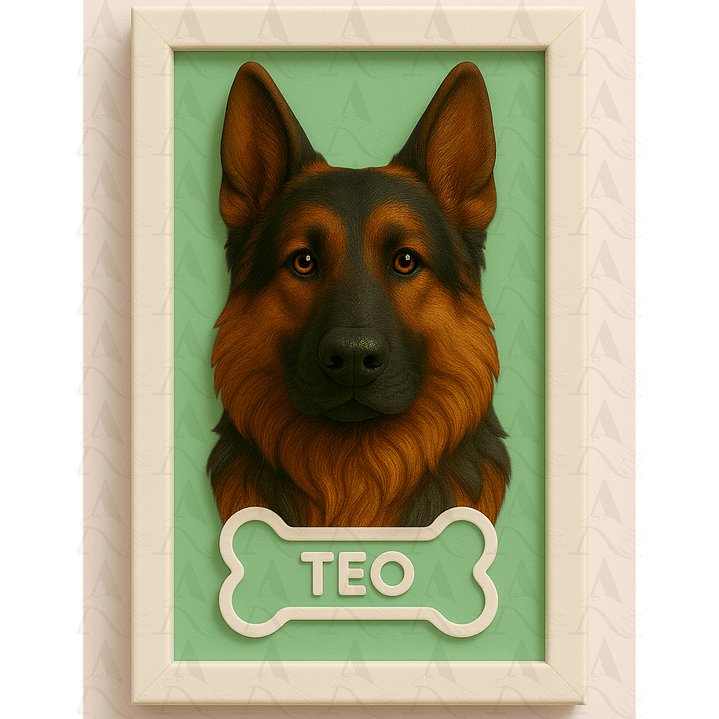 Cuadro Mascota Efecto 3D - Pastor Alemán 1