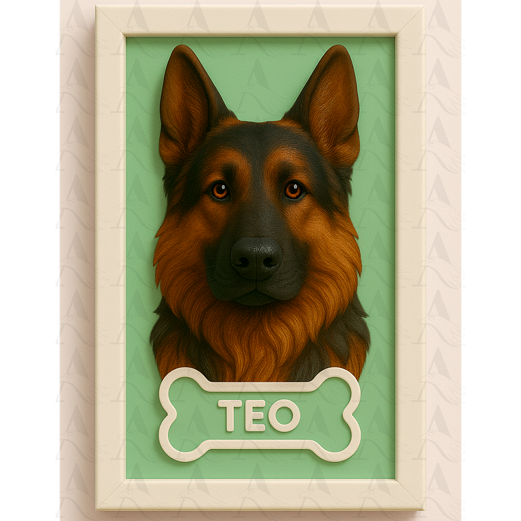 Cuadro Mascota Efecto 3D - Pastor Alemán 1