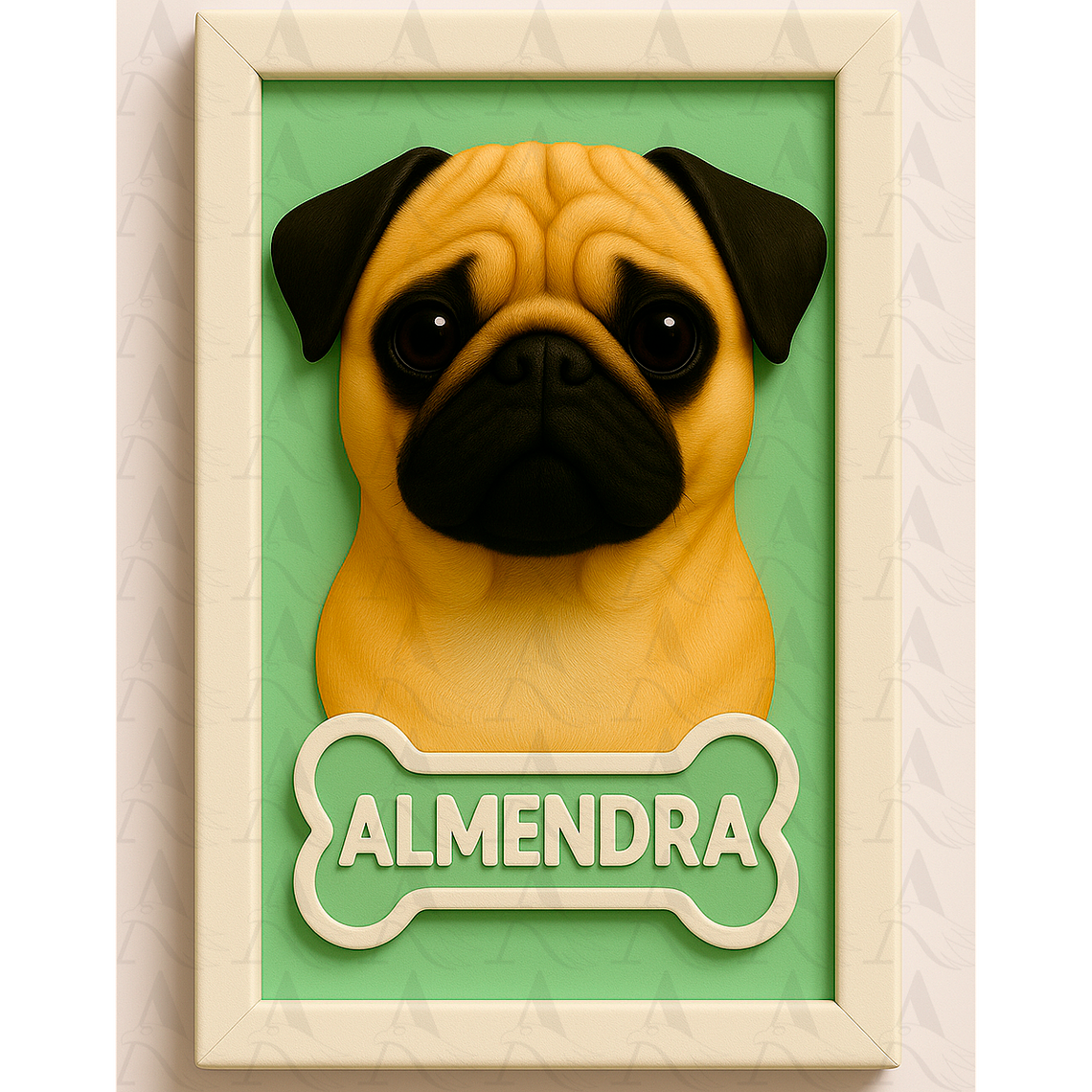 Cuadro Mascota Efecto 3D - Pug 1