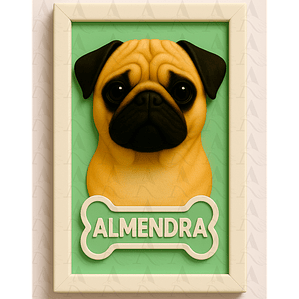 Cuadro Mascota Efecto 3D - Pug