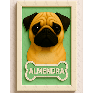 Cuadro Mascota Efecto 3D - Pug