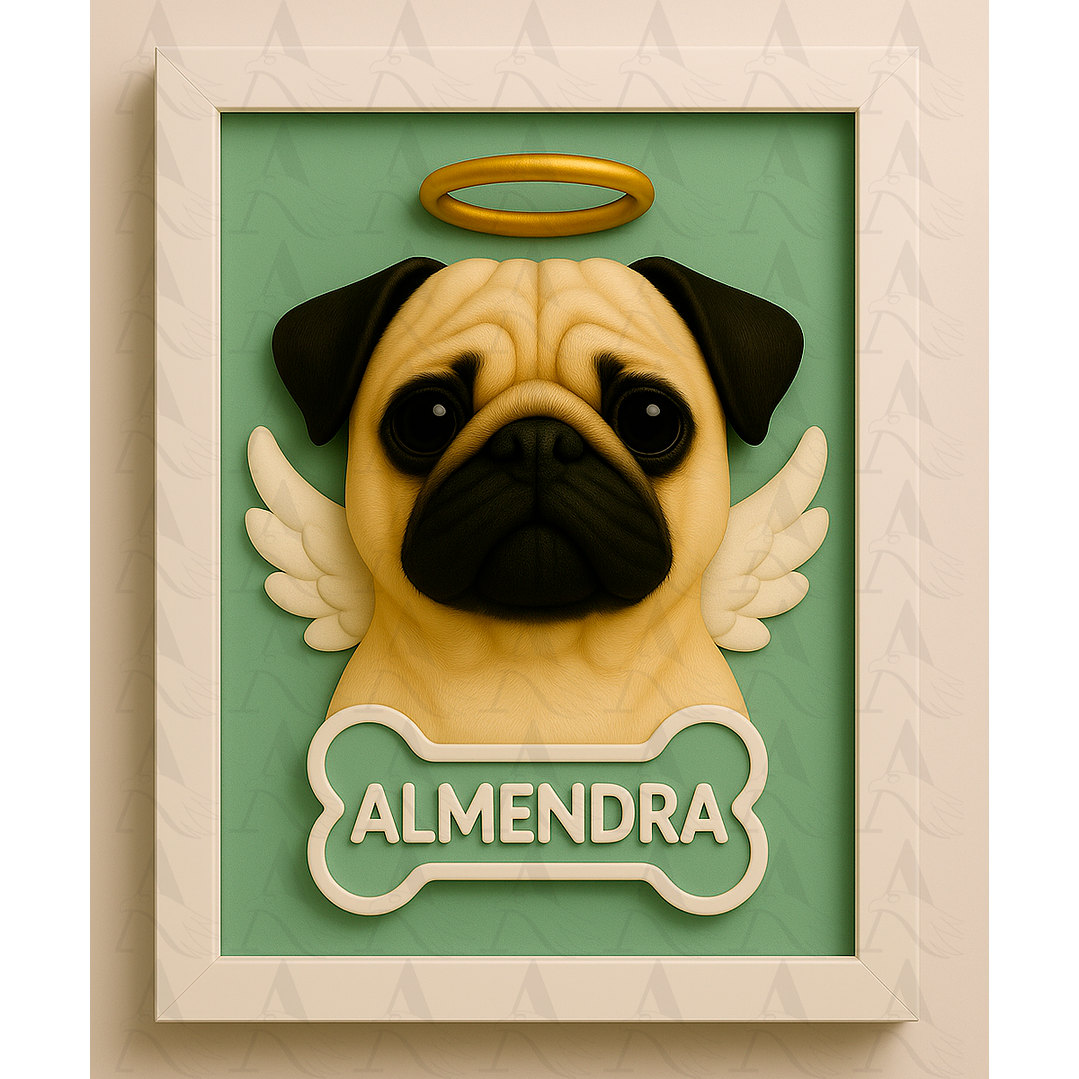 Cuadro Mascota Efecto 3D - Pug 4