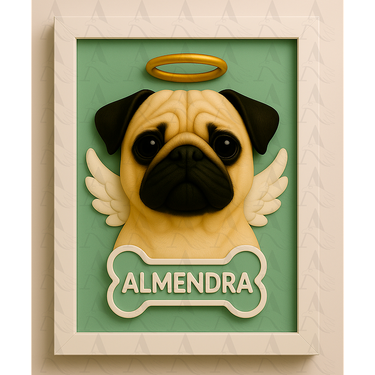 Cuadro Mascota Efecto 3D - Pug 4