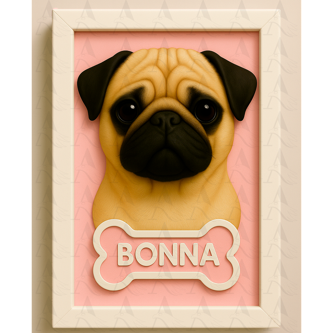 Cuadro Mascota Efecto 3D - Pug 2