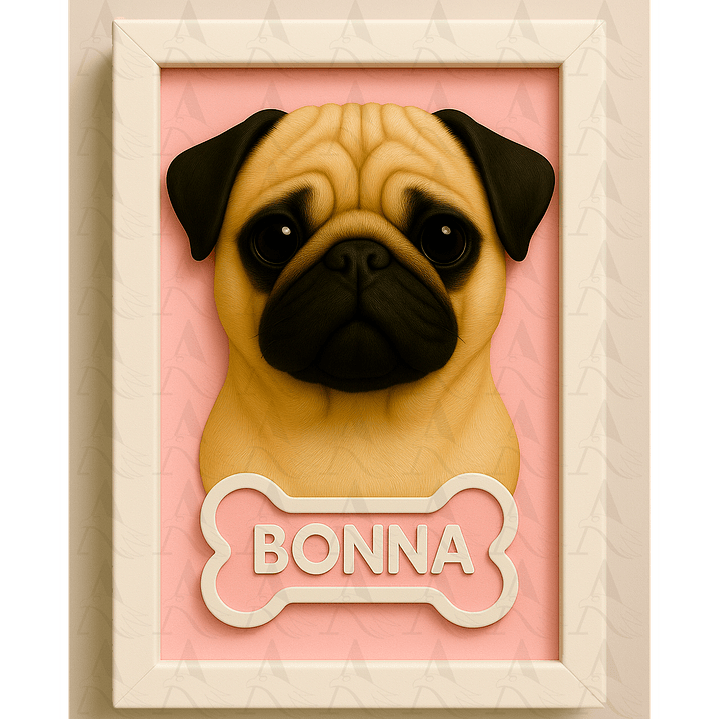 Cuadro Mascota Efecto 3D - Pug 2