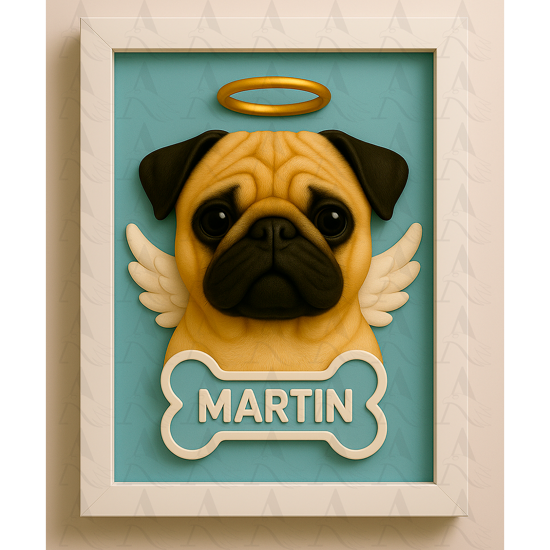 Cuadro Mascota Efecto 3D - Pug 6