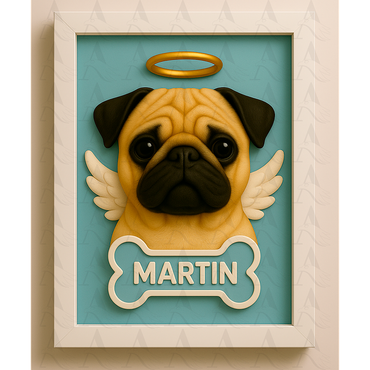 Cuadro Mascota Efecto 3D - Pug 6