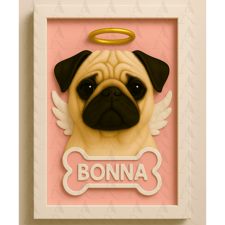 Cuadro Mascota Efecto 3D - Pug 5