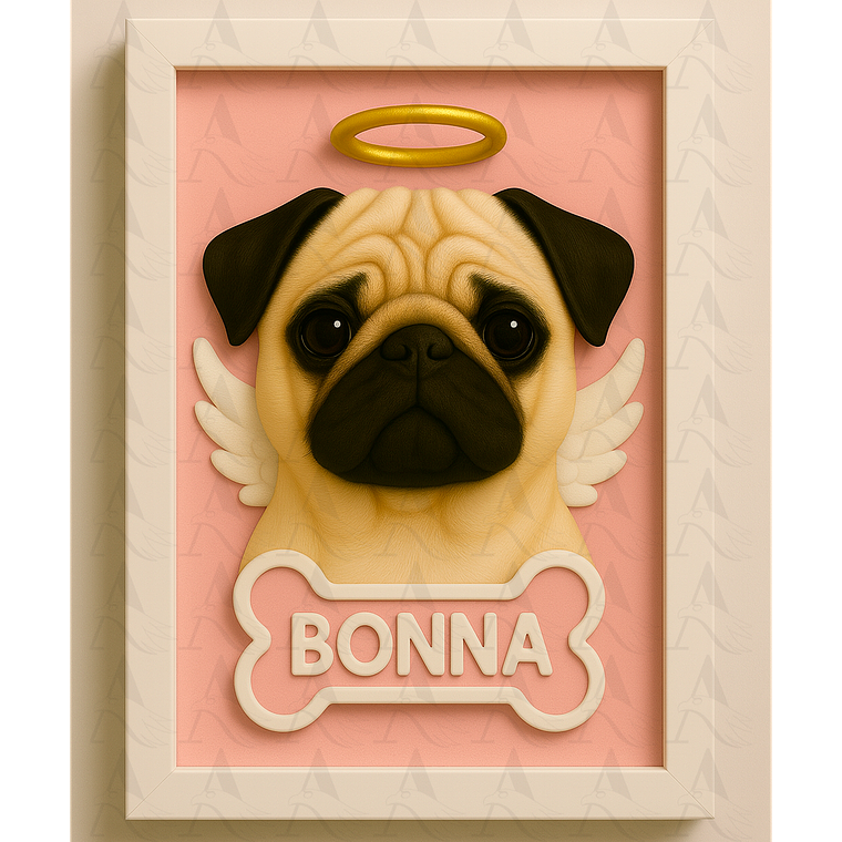 Cuadro Mascota Efecto 3D - Pug 5