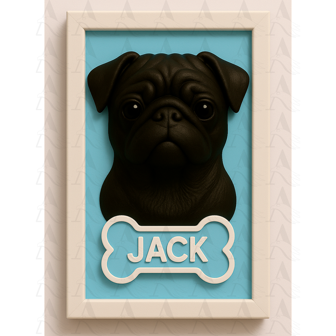 Cuadro Mascota Efecto 3D - Pug 9